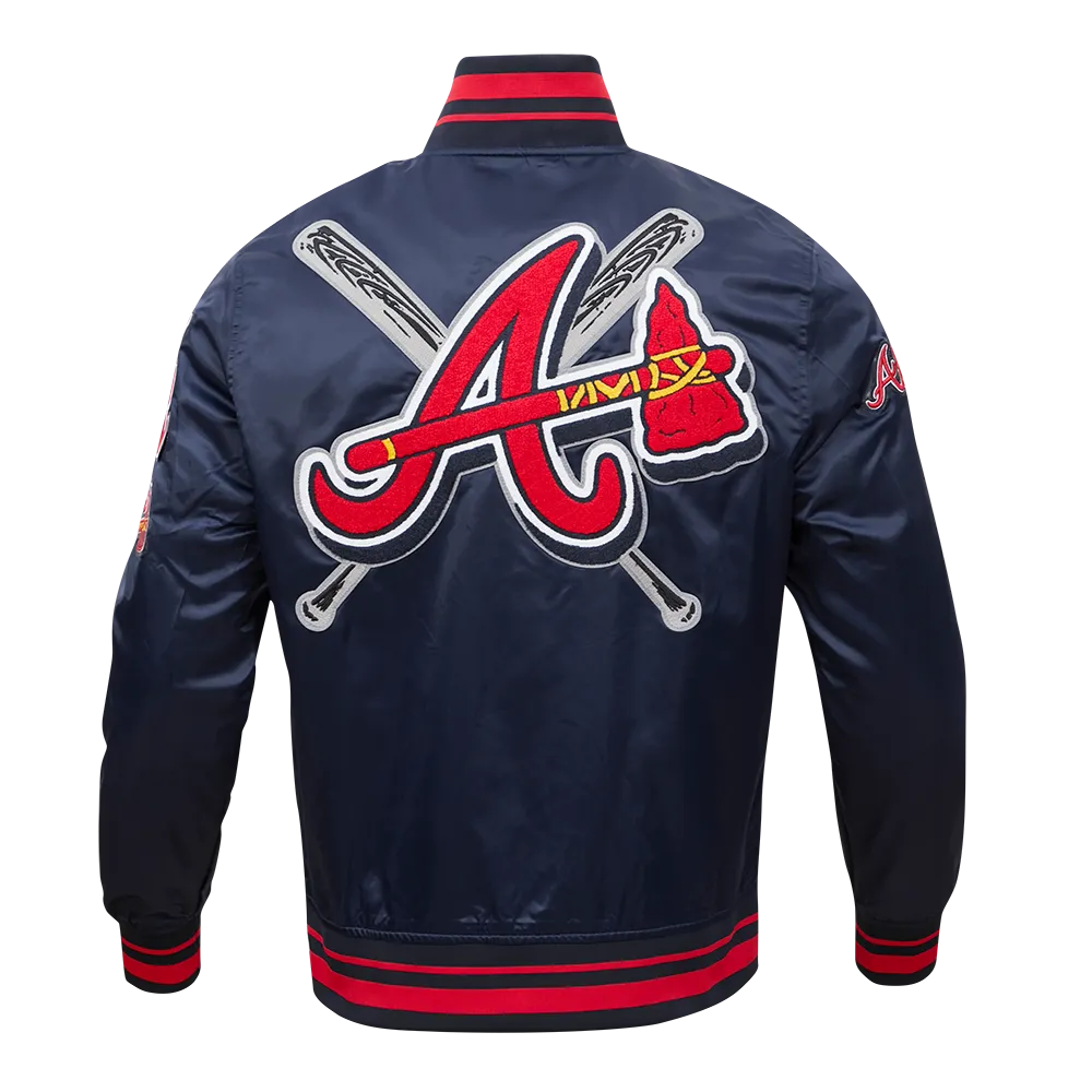 MLB ATLANTA BRAVES MASHUP MEN'S RIB SATIN JACKET (MIDNIGHT NAVY/RED/MIDNIGHT NAVY)