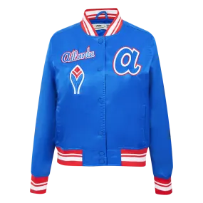 MLB ATLANTA BRAVES RETRO CLASSIC WOMEN'S RIB SATIN JACKET (ROYAL BLUE/RED)