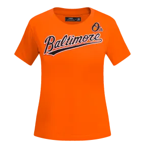 MLB BALTIMORE ORIOLES CLASSIC WOMEN'S SLIM FIT TEE (ORANGE)