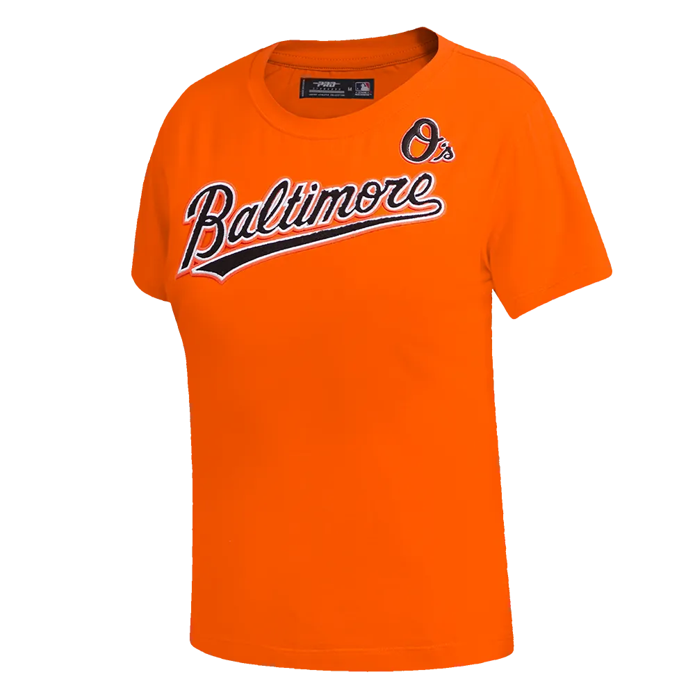 MLB BALTIMORE ORIOLES CLASSIC WOMEN'S SLIM FIT TEE (ORANGE)