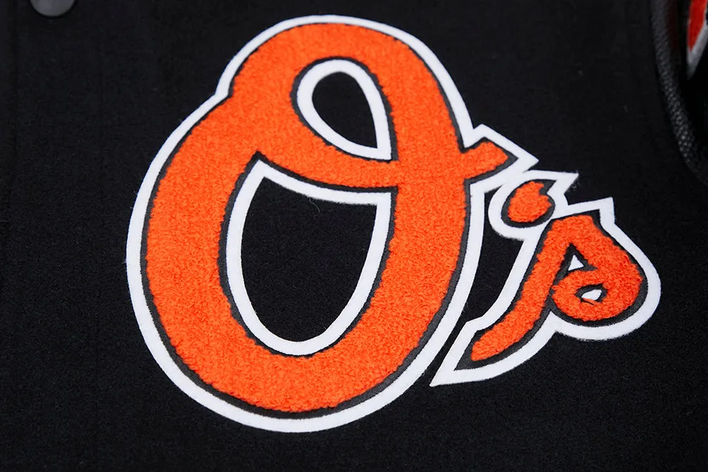 MLB BALTIMORE ORIOLES MASHUP MEN'S RIB WOOL VARSITY JACKET (BLACK)