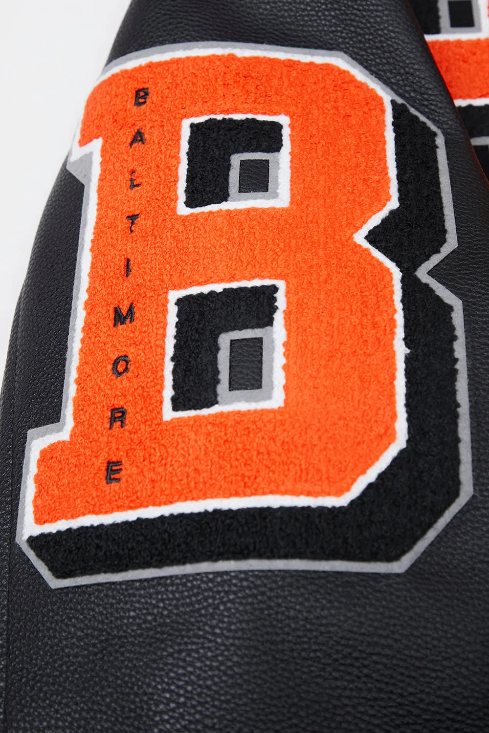 MLB BALTIMORE ORIOLES MASHUP MEN'S RIB WOOL VARSITY JACKET (BLACK)