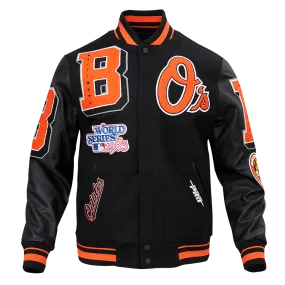 MLB BALTIMORE ORIOLES MASHUP MEN'S RIB WOOL VARSITY JACKET (BLACK)