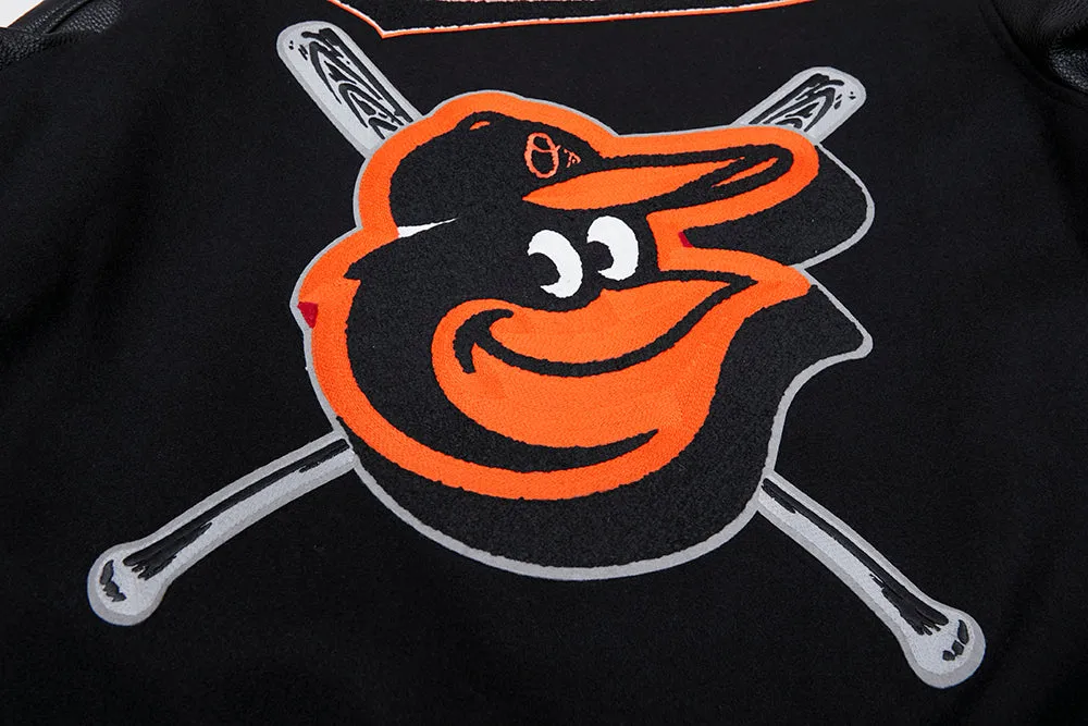 MLB BALTIMORE ORIOLES MASHUP MEN'S RIB WOOL VARSITY JACKET (BLACK)