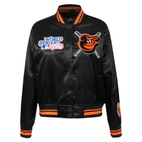 MLB BALTIMORE ORIOLES MASHUP WOMEN'S RIB SATIN JACKET (BLACK/ORANGE)