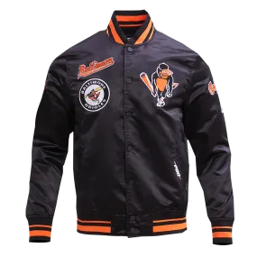 MLB BALTIMORE ORIOLES RETRO CLASSIC MEN'S RIB SATIN JACKET (BLACK/ORANGE)