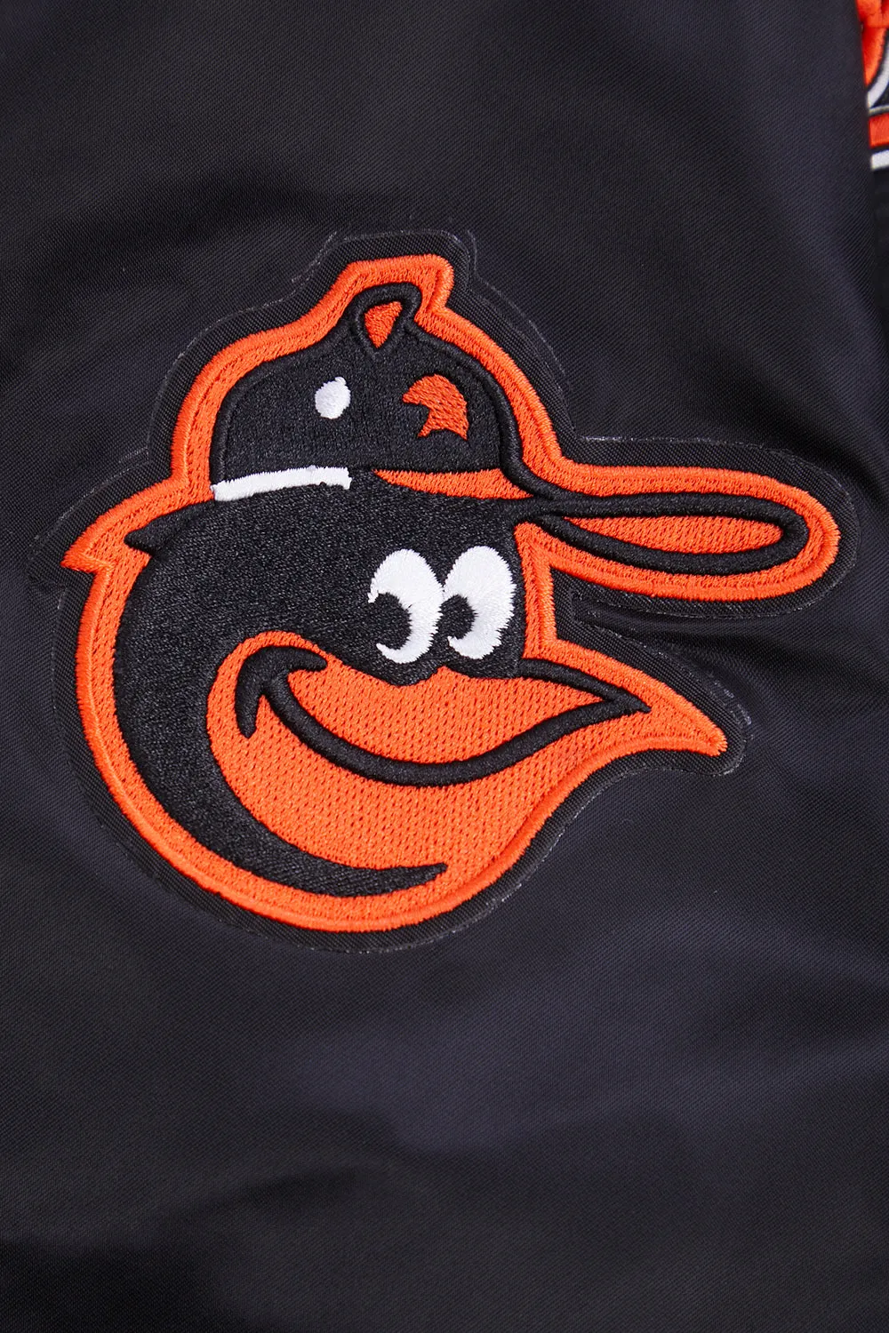 MLB BALTIMORE ORIOLES RETRO CLASSIC MEN'S RIB SATIN JACKET (BLACK/ORANGE)