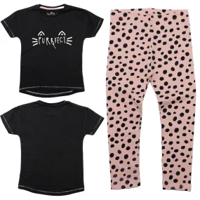 Mothercare Girls 2-piece Pyjama Set Pink Black PJs Animal Print Short Sleeve Cotton Jersey