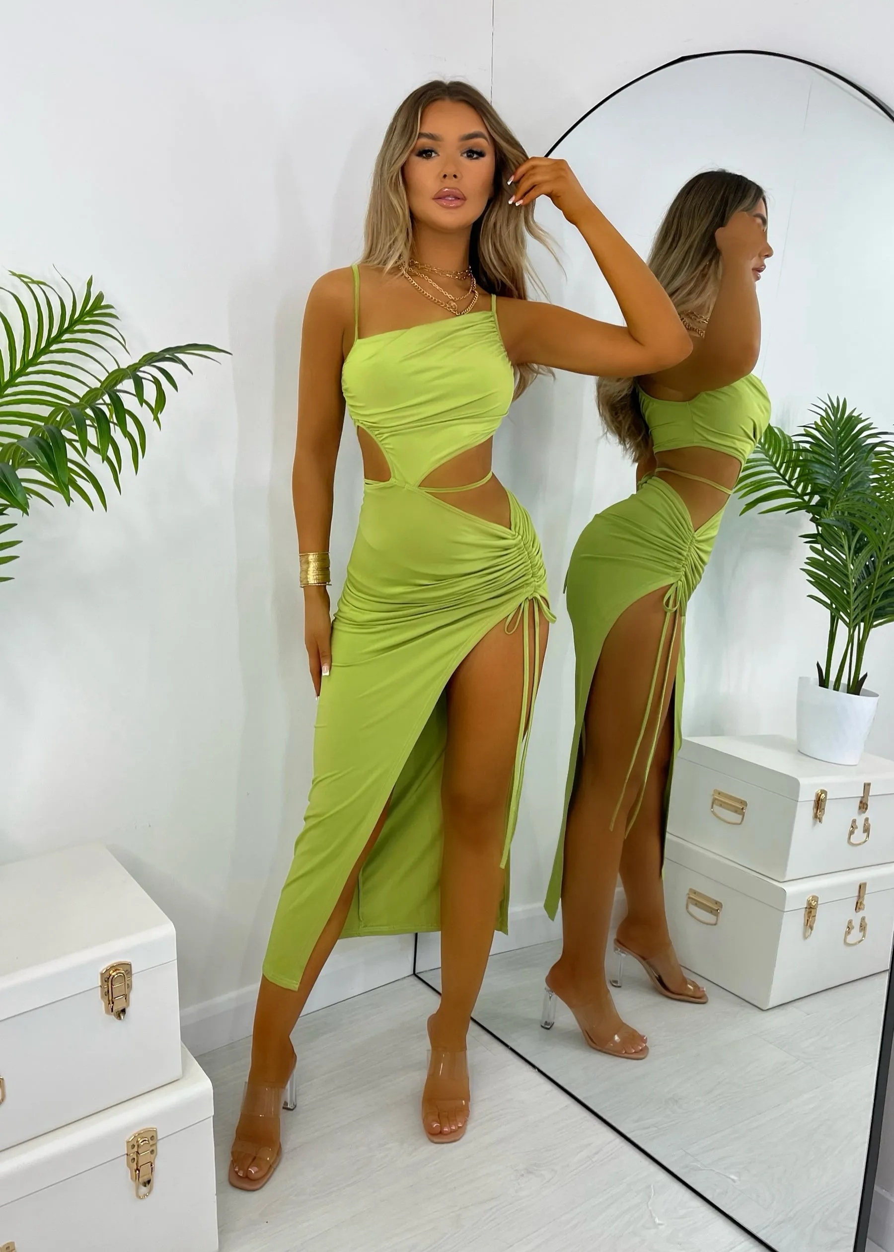 Natalia Cut Out Midi Dress - Green