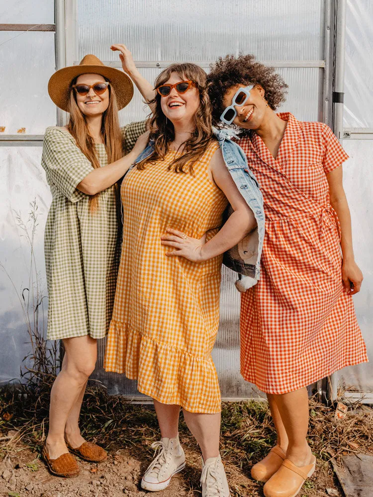 Nico Short Sleeve Mini Dress - Sage Gingham