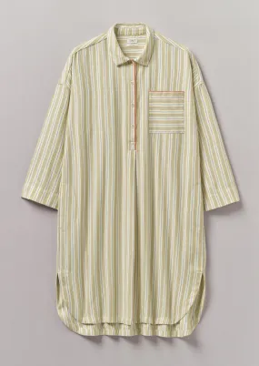 Nova Stripe Flannel Nightshirt | Ecru/Celery