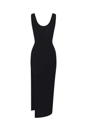 Open Back Maxi Tank Dress with Side Slit in Modal Knit