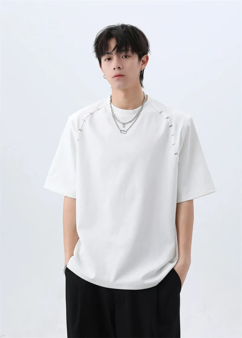 Oversized Crew Neck Tee with Shoulder Detail