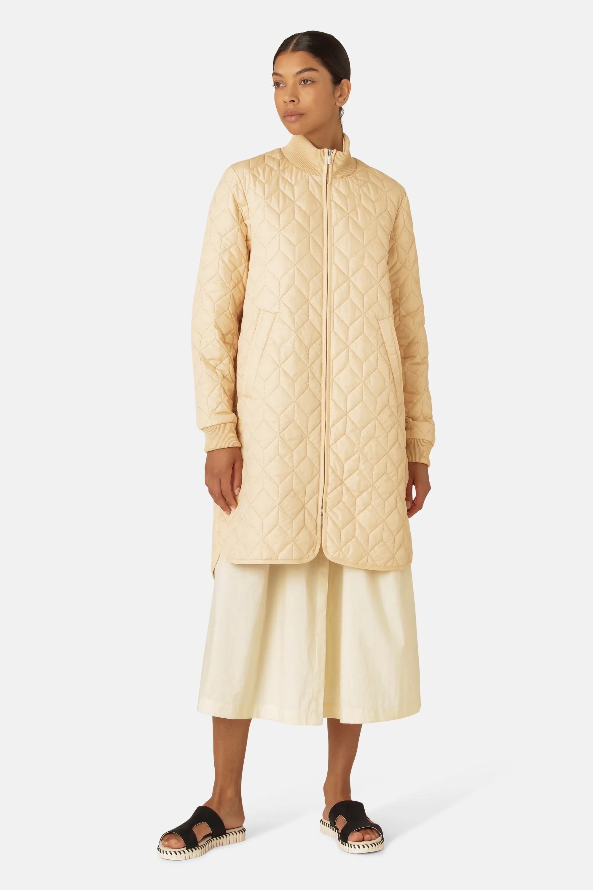 Padded Quilt Coat - Beige