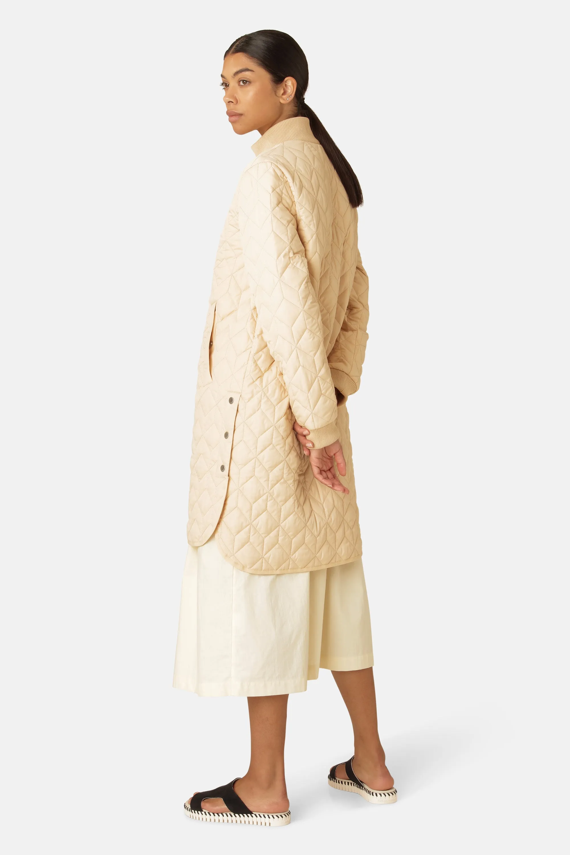 Padded Quilt Coat - Beige