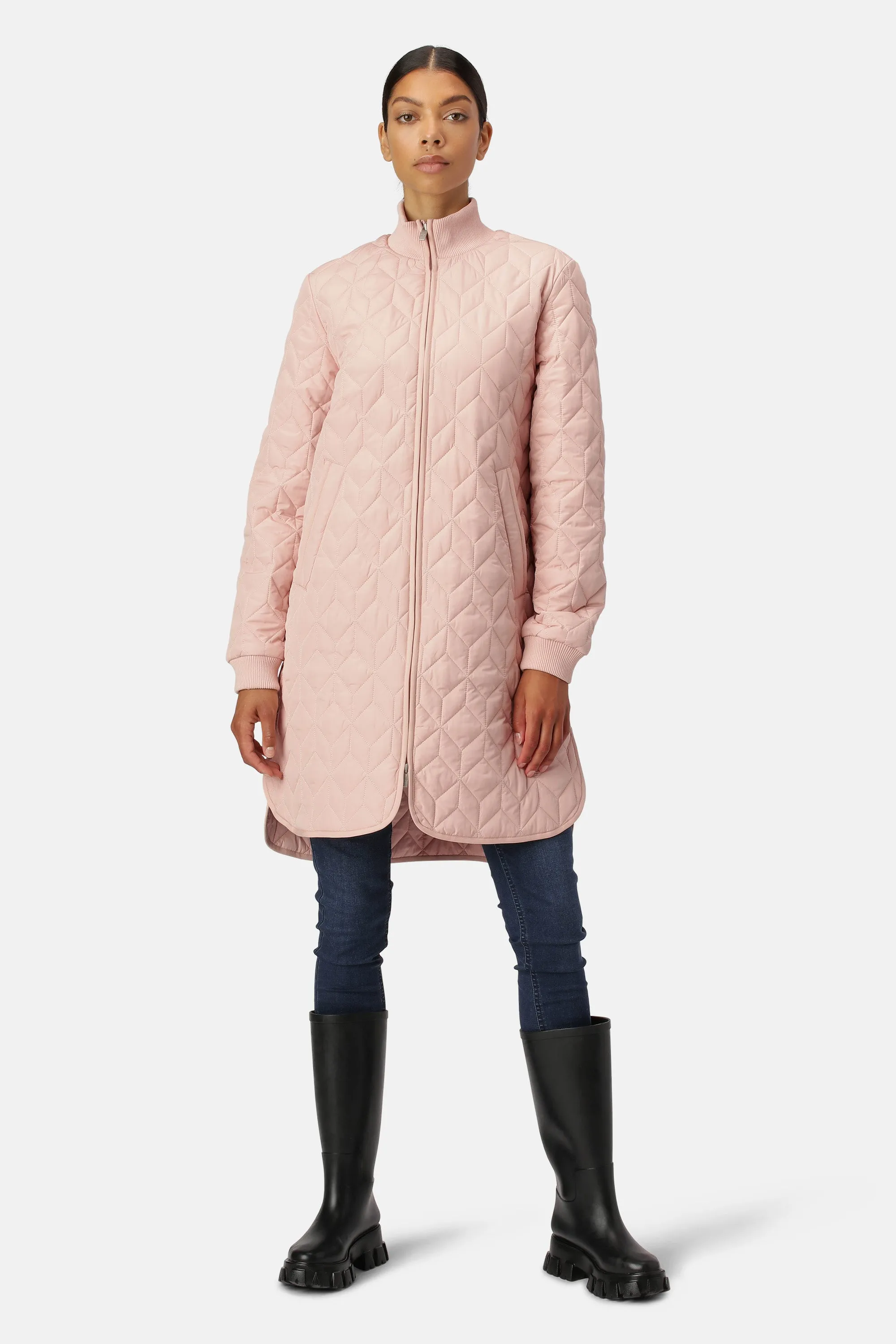 Padded Quilt Coat - Pale Pink