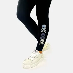 Parker Ultra Chic Black Legging - Glitter Ankle Skulls & Crossbones