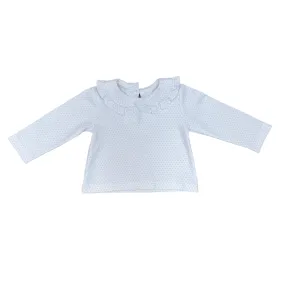 Peter Pan Ruffled Shirt | Blue Bitty Dot (9M)