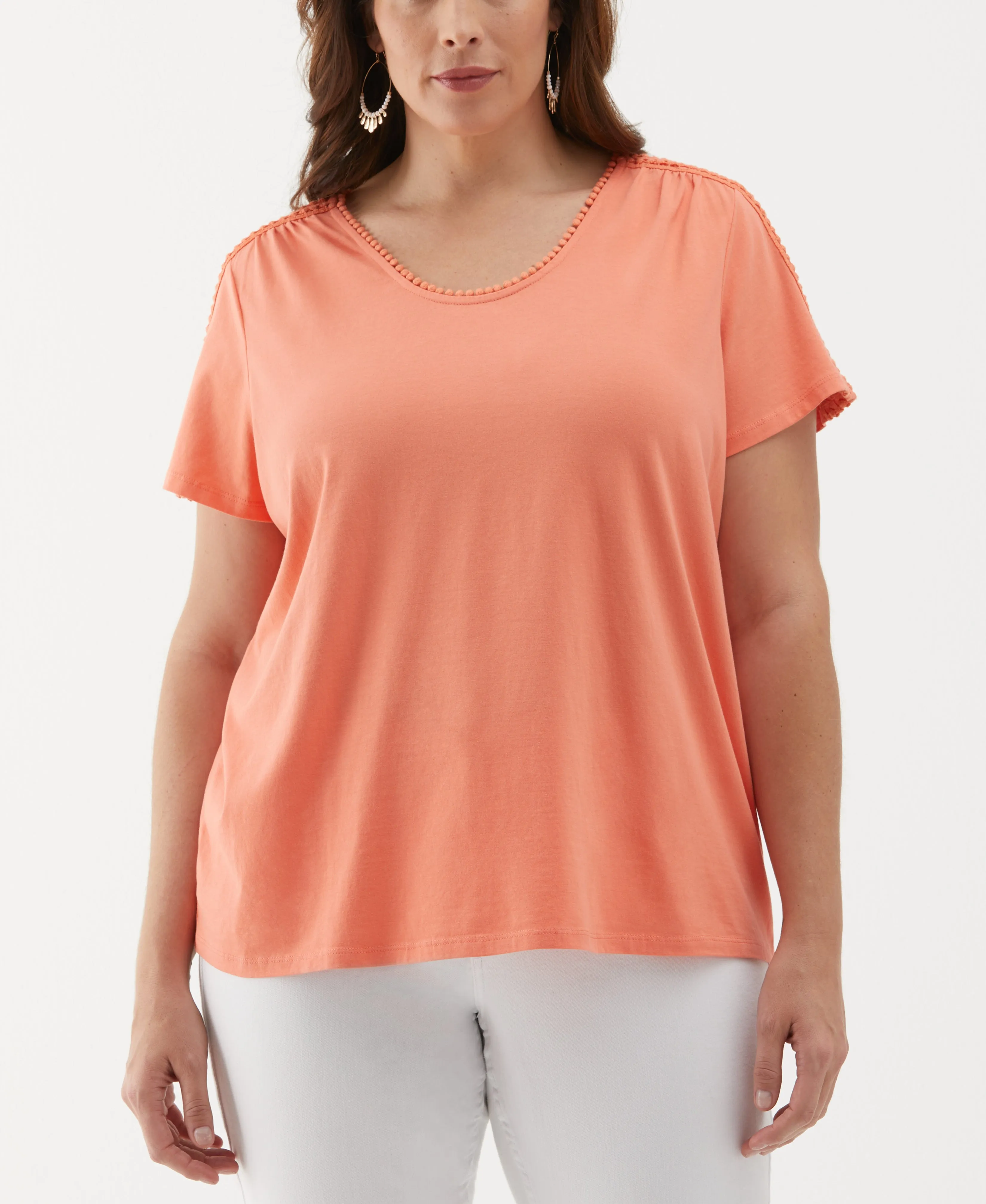 Plus Size Dot Trim Tee