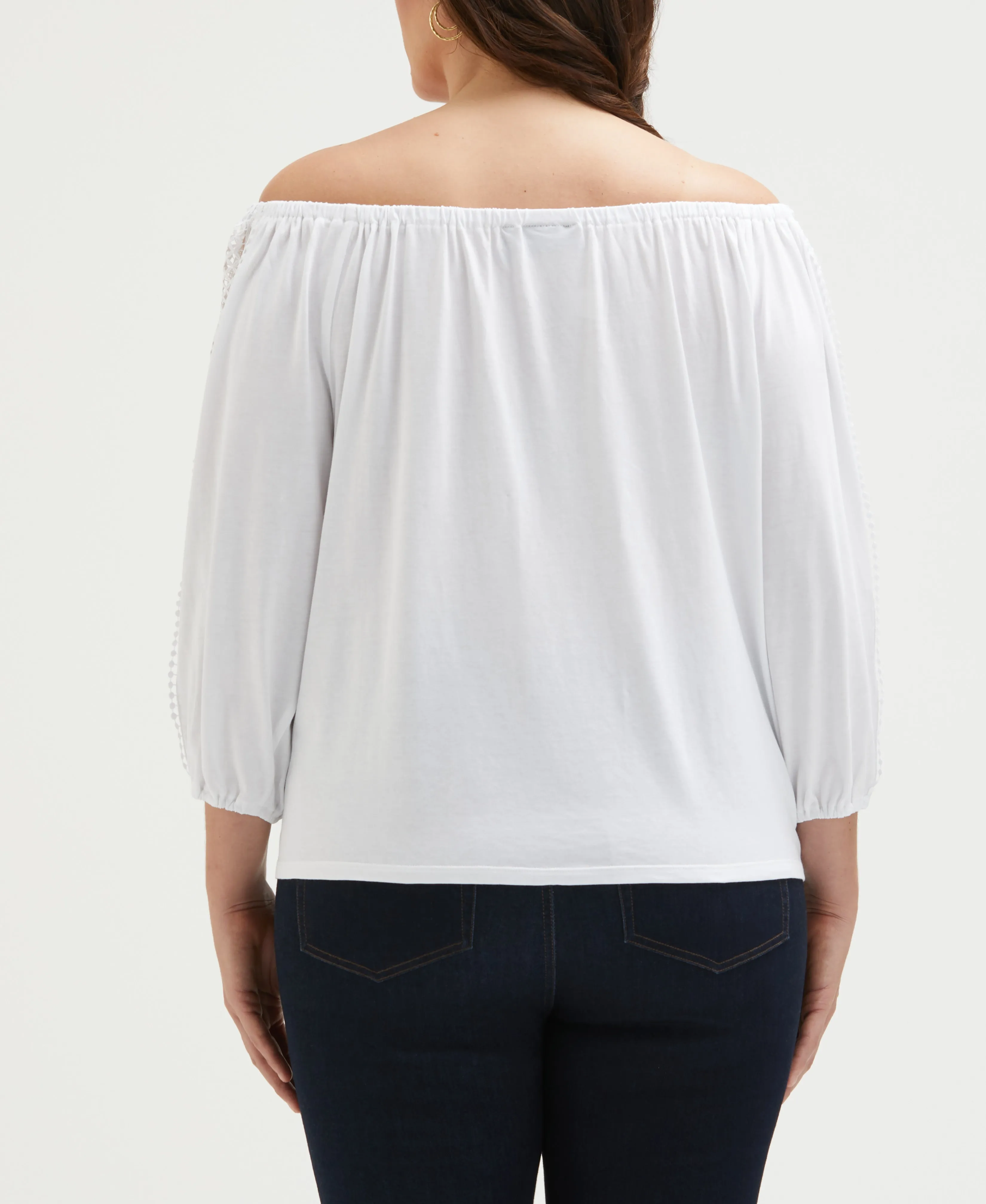 Plus Size Lace Trim Off the Shoulder Top