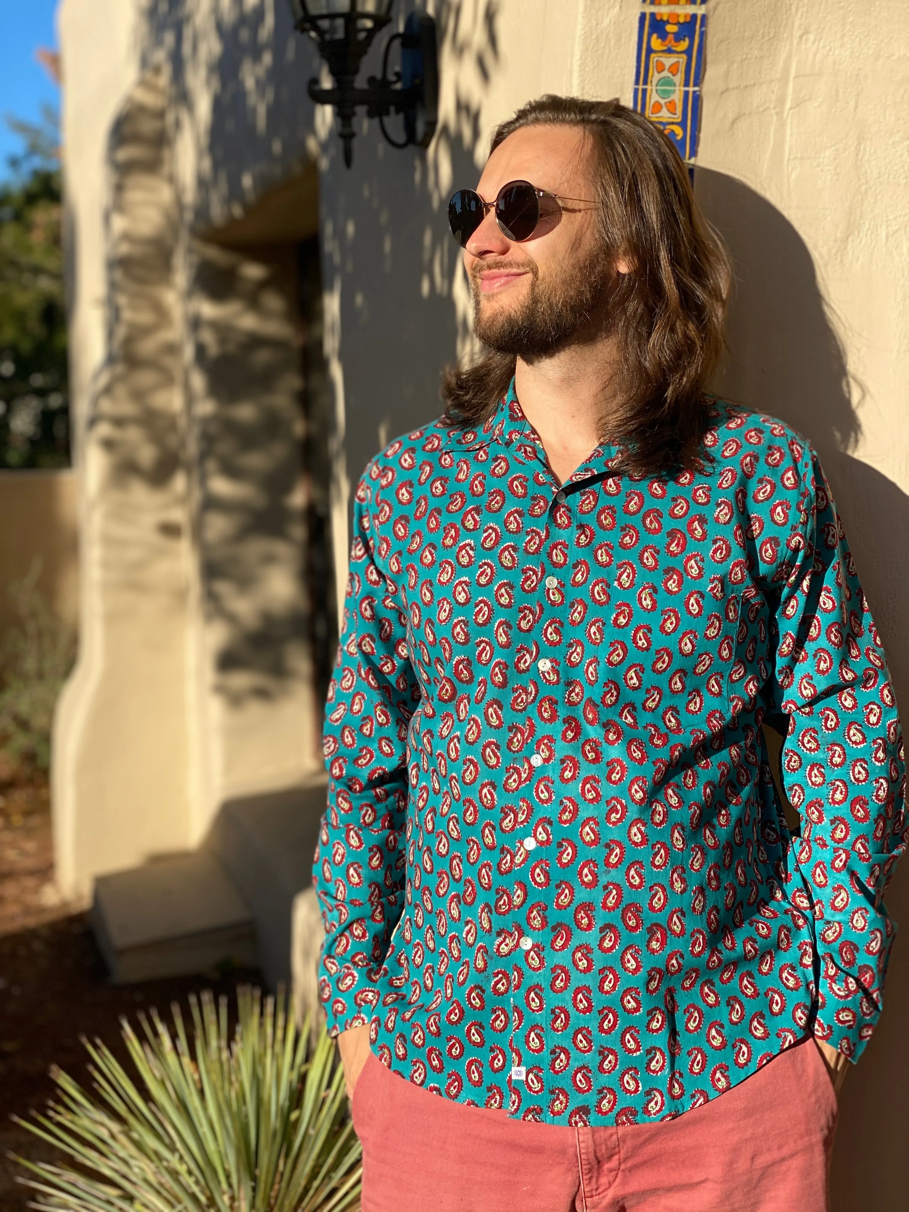 Poseidon Paisley Long Sleeve Men's Shirt