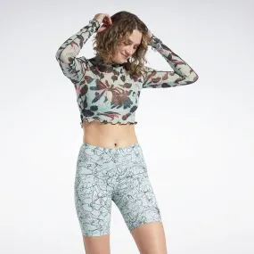 Reebok Apparel Women Classics Flourishing Floral Print Mesh Long-Sleeve Top Lgtsag