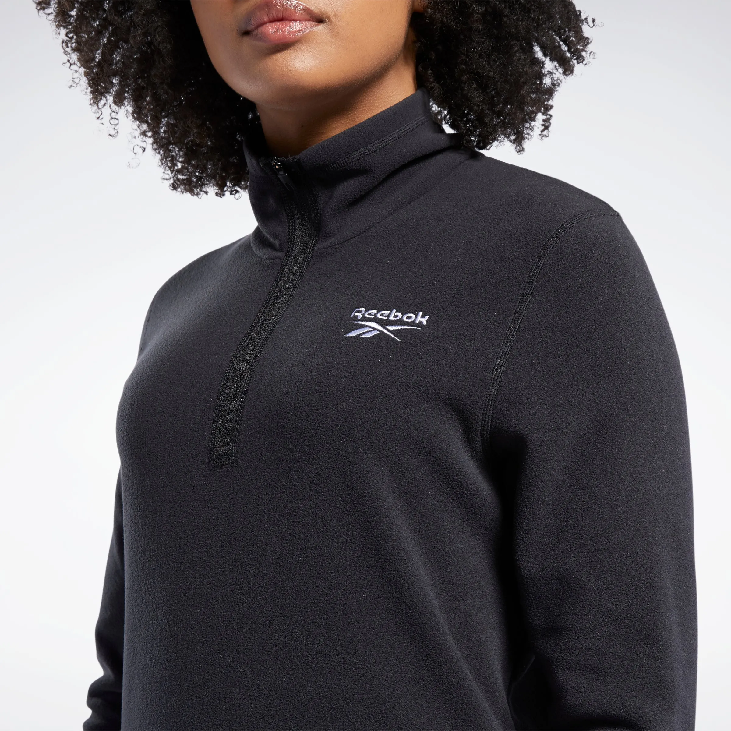 Reebok Apparel Women Outerwear Fleece Quarter-Zip Jacket Black