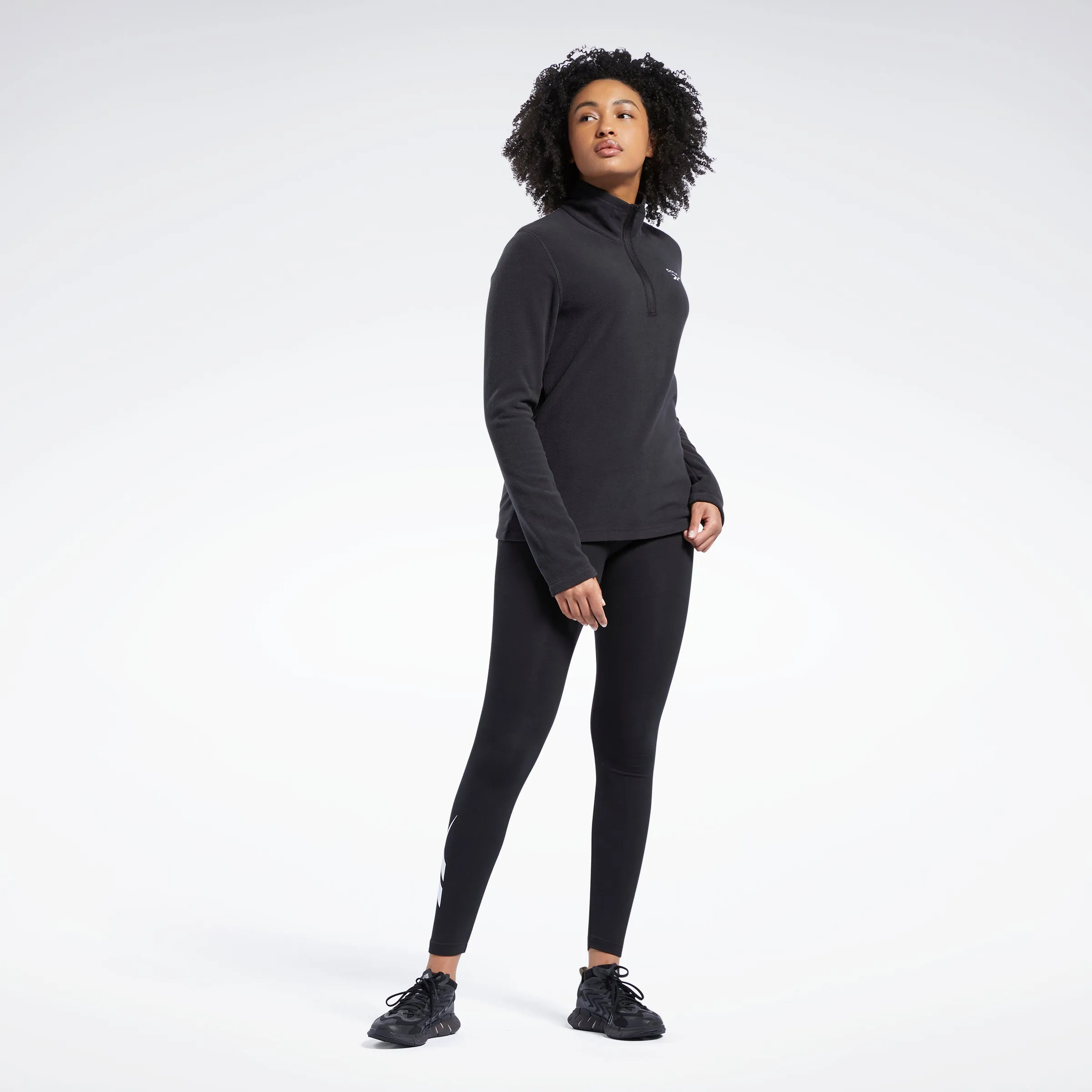 Reebok Apparel Women Outerwear Fleece Quarter-Zip Jacket Black