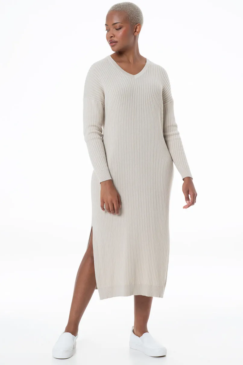 Ribbed Knit Dress _ 145683 _ Stone