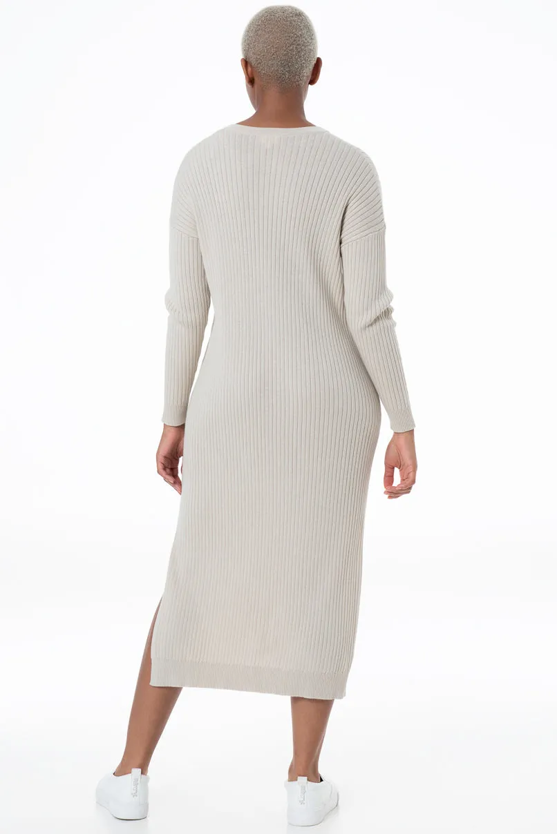 Ribbed Knit Dress _ 145683 _ Stone