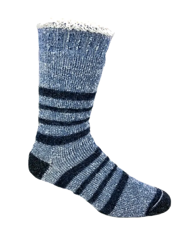 S830 Alpaca Thermal Sock Navy Stripe Ladies Large / Mens Medium