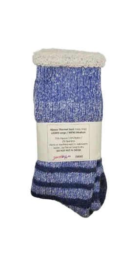 S830 Alpaca Thermal Sock Navy Stripe Ladies Large / Mens Medium