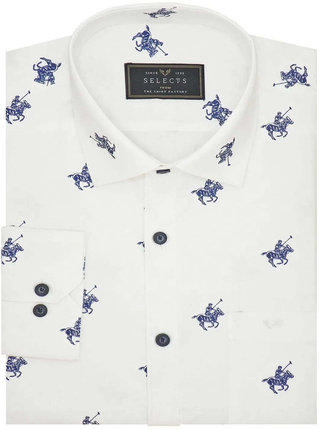 Selects Premium Cotton Printed Shirt - White (0613)