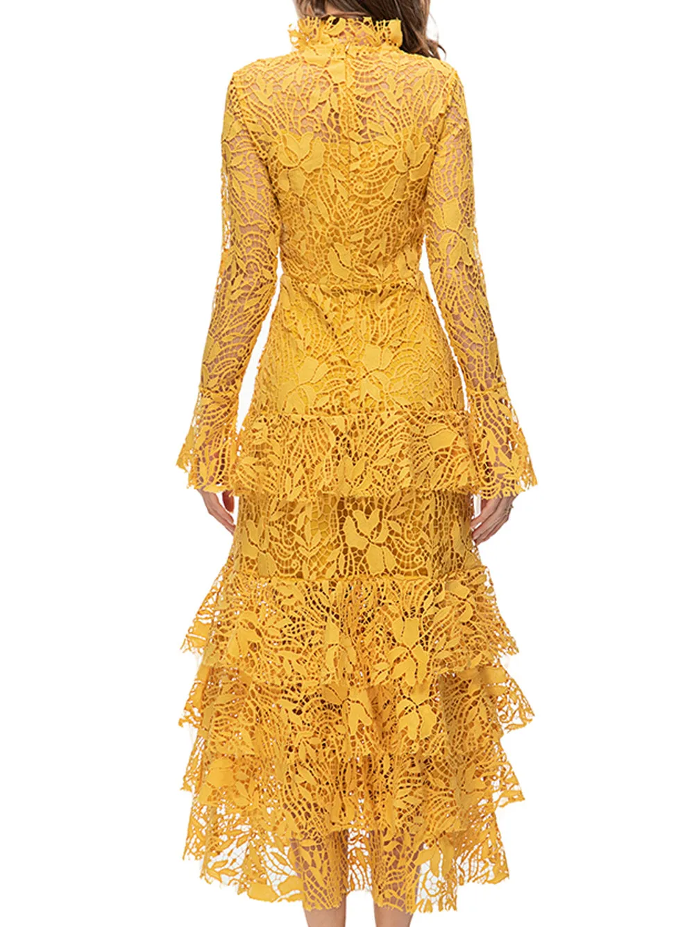 SETAI Lace Maxi Dress in Yellow