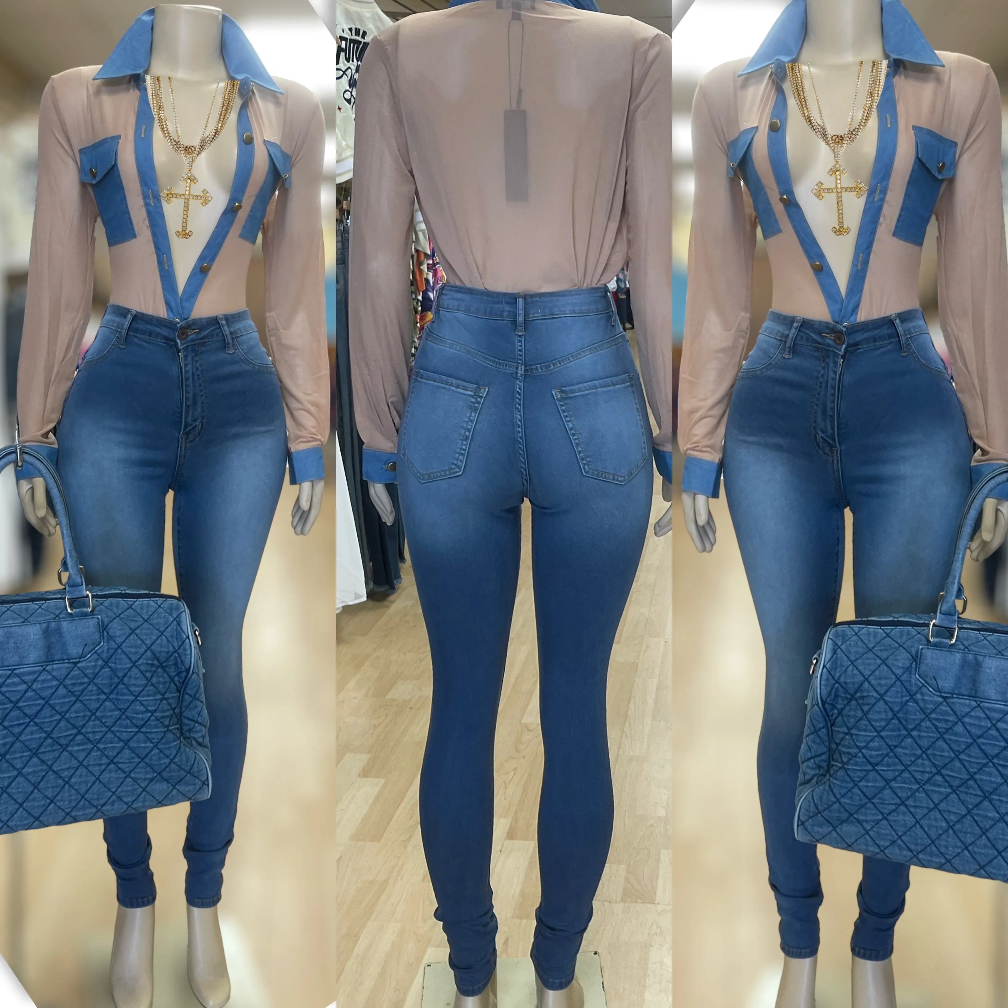 Sheer and Denim link up Top