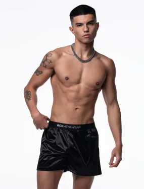 Silk Decline Boxer Shorts - Black Velvet