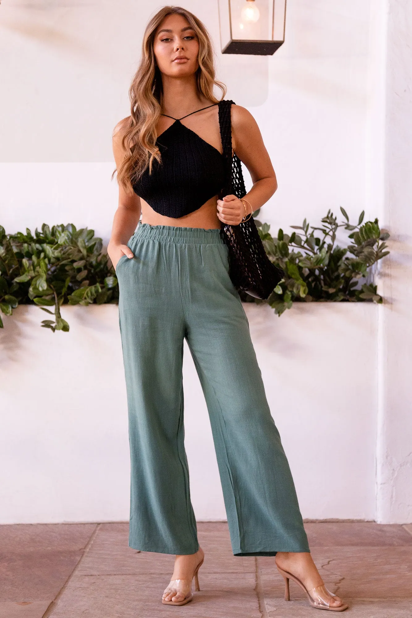 Slow Down Sage Wide Leg Pants