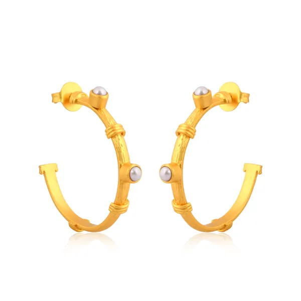 Sparkling Shore Hoop Earrings - Pearl