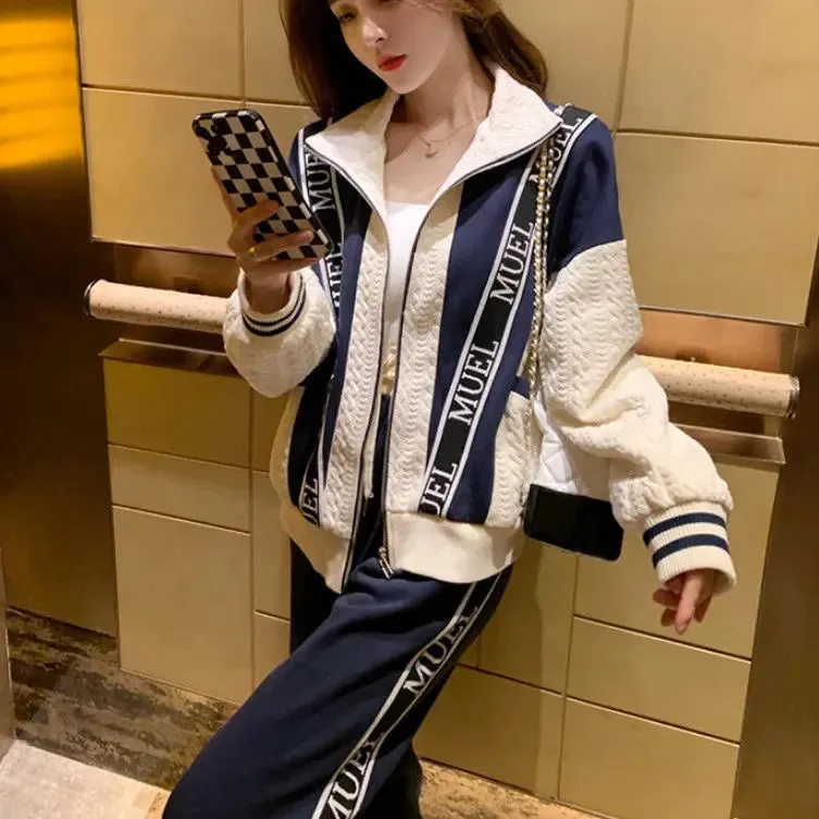 Spring Winter Women Sweater Casual Fashion Suit Plus Size Loose Sports Two-piece Suit