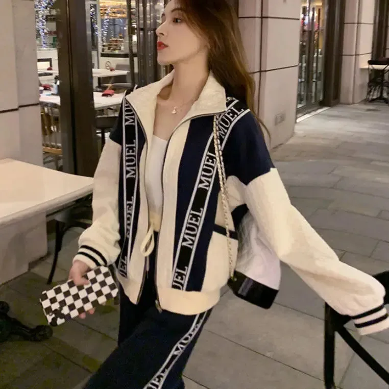 Spring Winter Women Sweater Casual Fashion Suit Plus Size Loose Sports Two-piece Suit