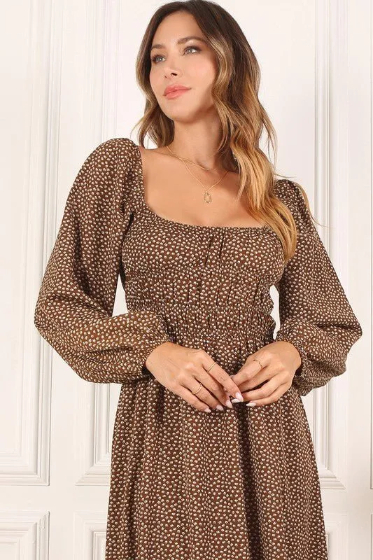 Square Neck Puff Sleeve Dress