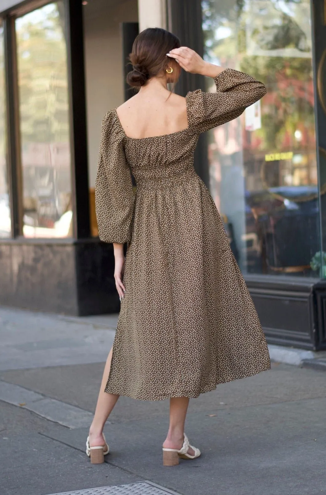 Square Neck Puff Sleeve Dress