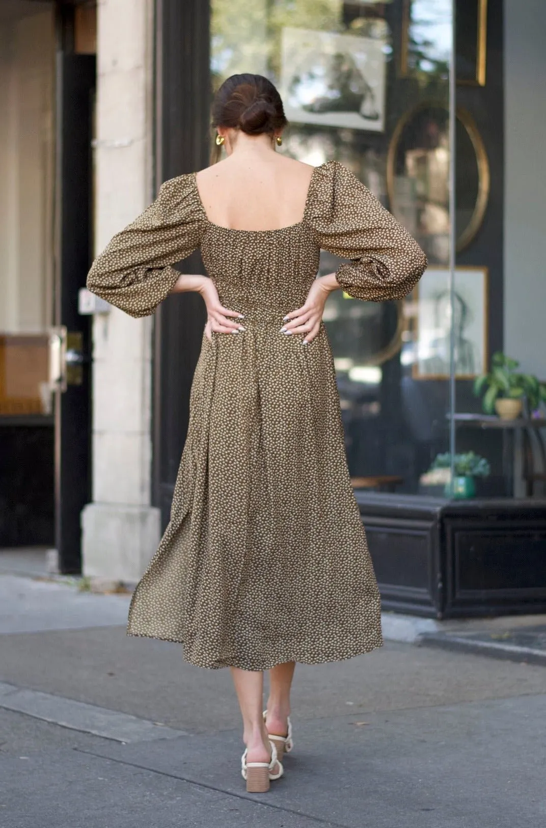 Square Neck Puff Sleeve Dress