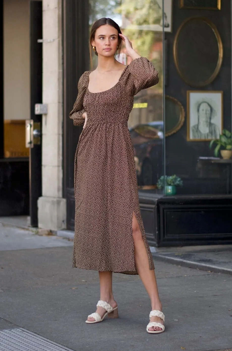 Square Neck Puff Sleeve Dress