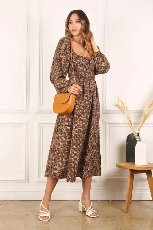 Square Neck Puff Sleeve Dress