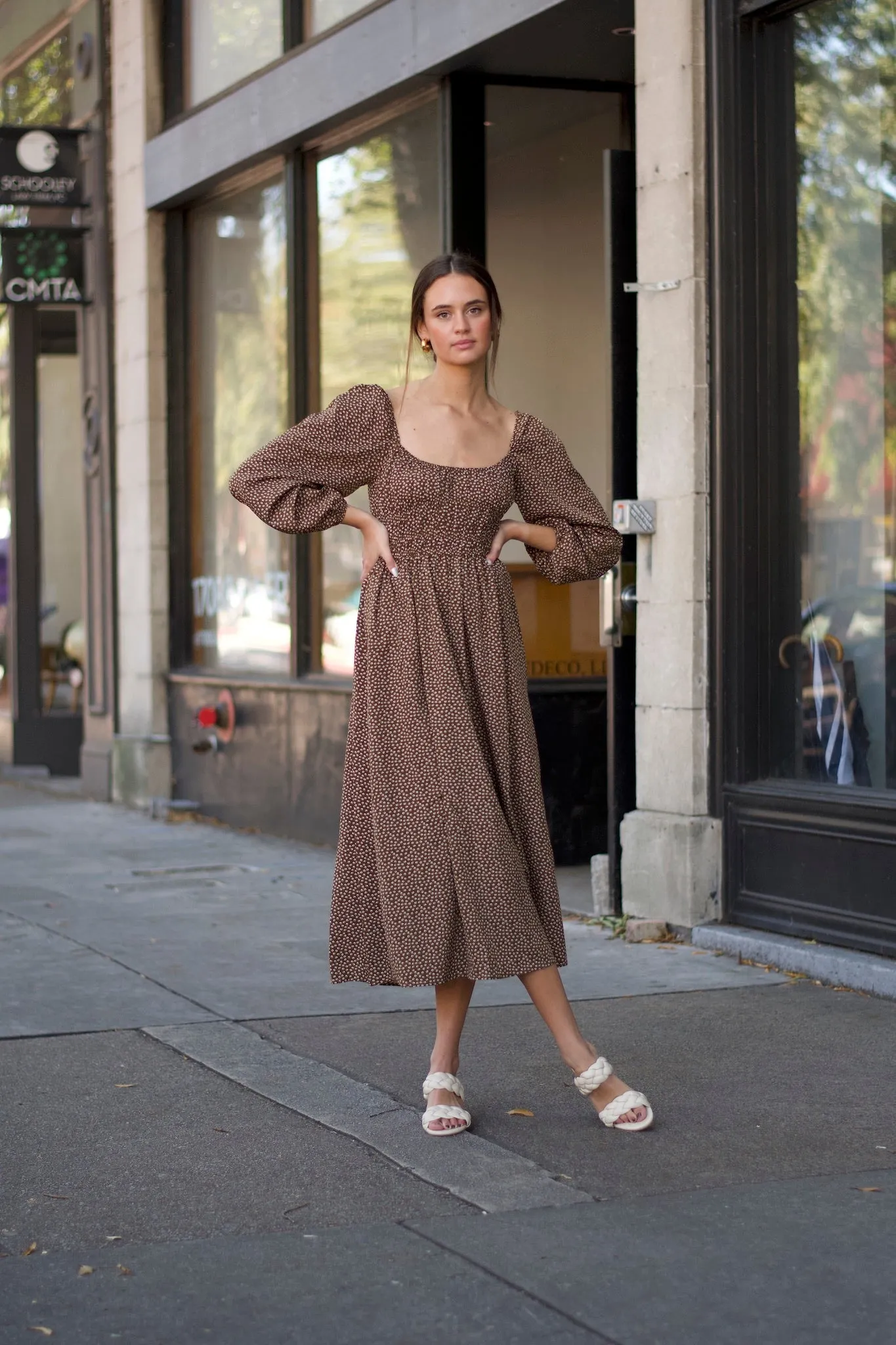 Square Neck Puff Sleeve Dress