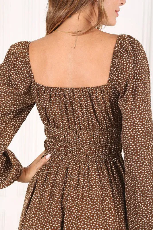 Square Neck Puff Sleeve Dress