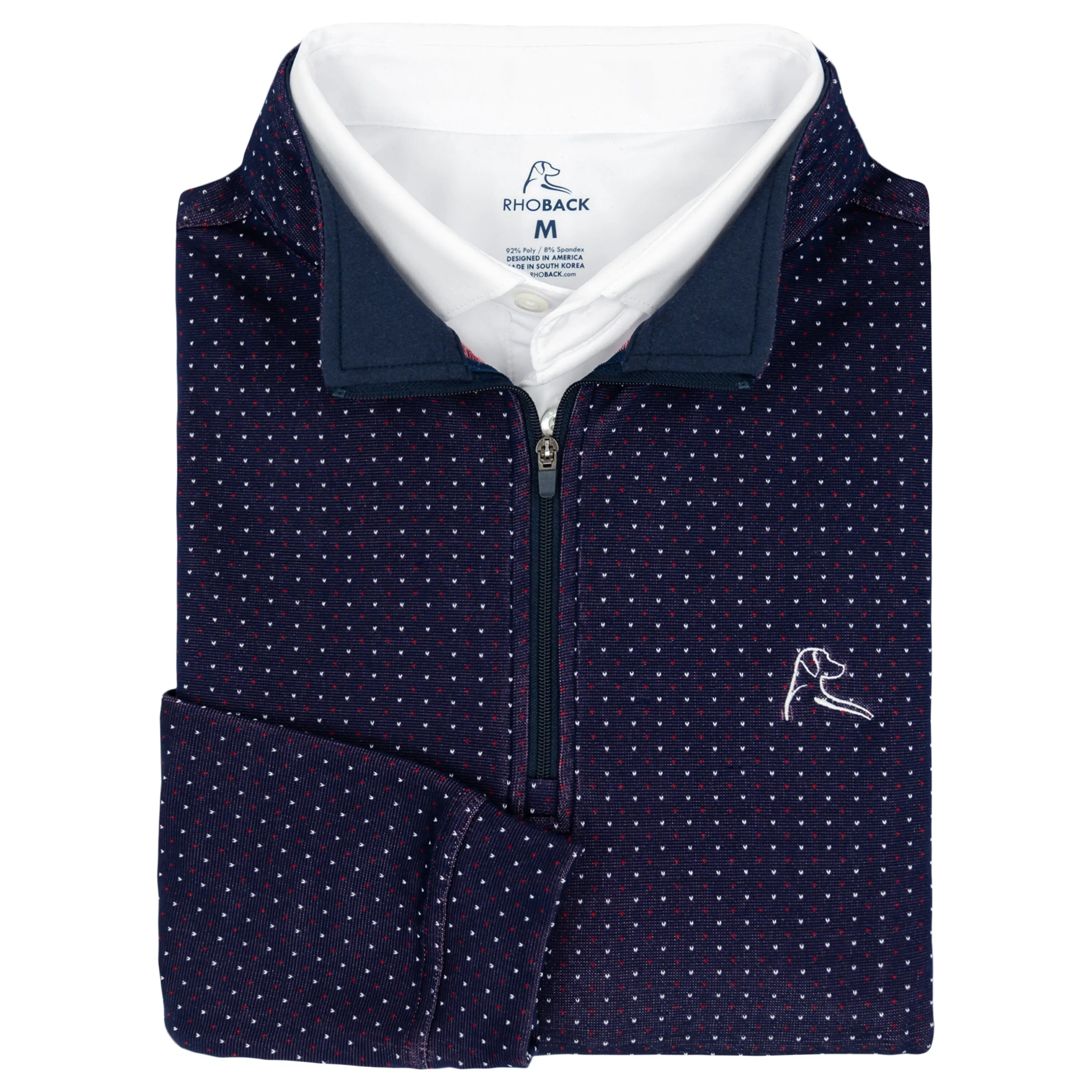 Stateside Dot Jacquard Performance Q-Zip | The Stateside - Fleet Navy/Classic Red - USA