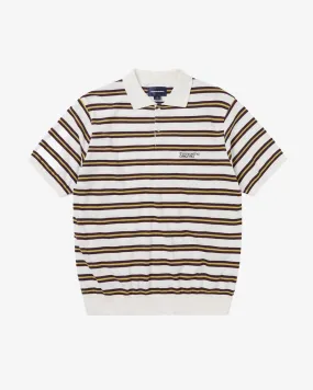 Striped Knit Polo Ivory