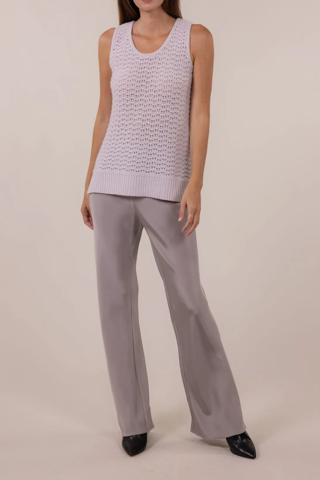 SUSTAINABLE CASHMERE OPEN WEAVE TANK